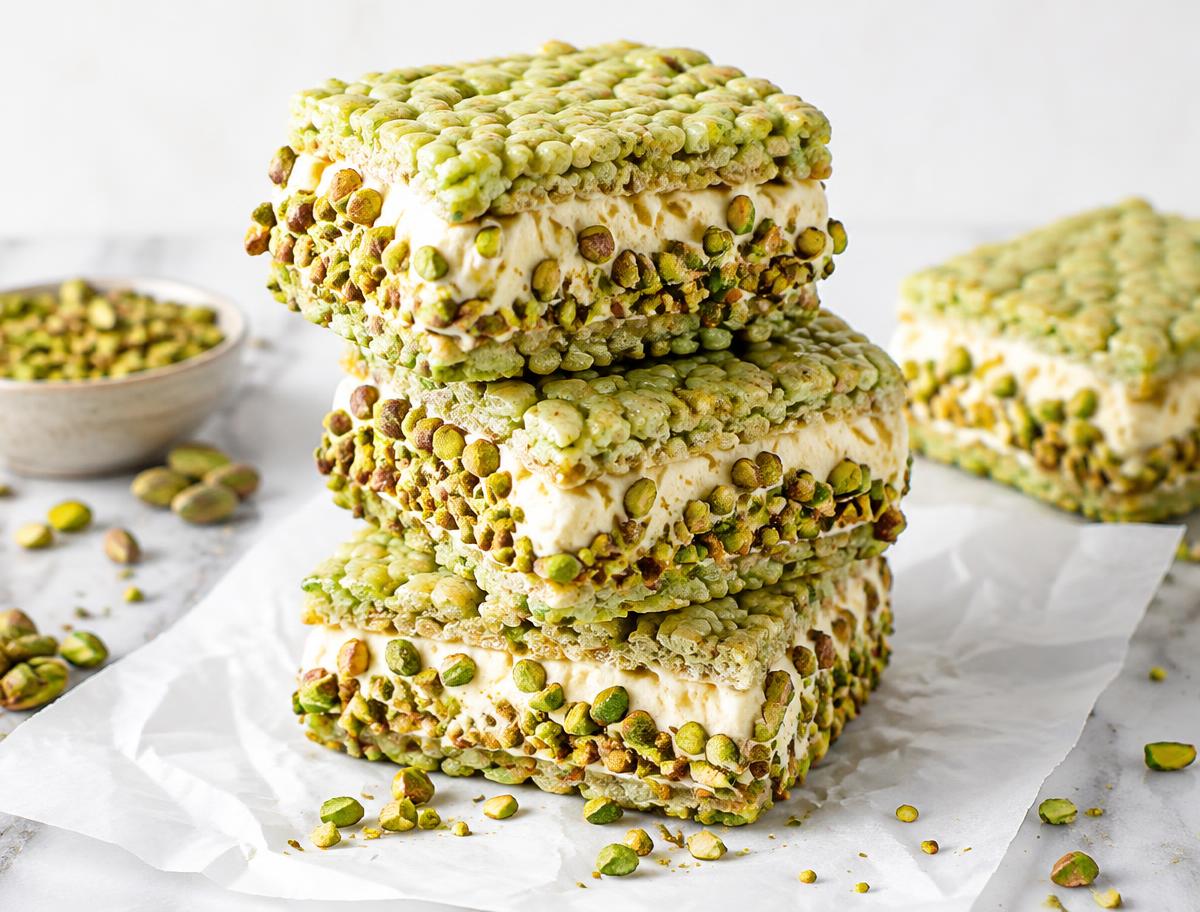 Pistachio Crunch Ice Cream Sandwiches