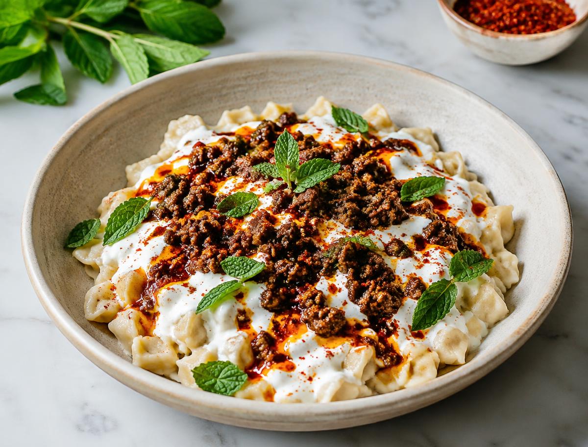 Turkish-Inspired Beef & Yogurt Pasta